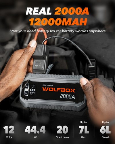 Wolfbox 2000a car jump starter - 2000a,